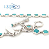 Silver Reversible Turquoise Necklace- 18 Inches